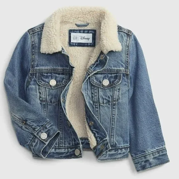 babyGap - 2T - Disney Minnie Mouse Sherpa Lined Denim Icon Jacket - Picture 2 of 9